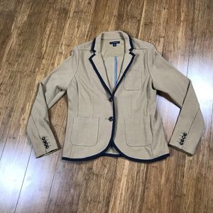 Lands' End Womens Beige Navy Blazer Size 10 Career